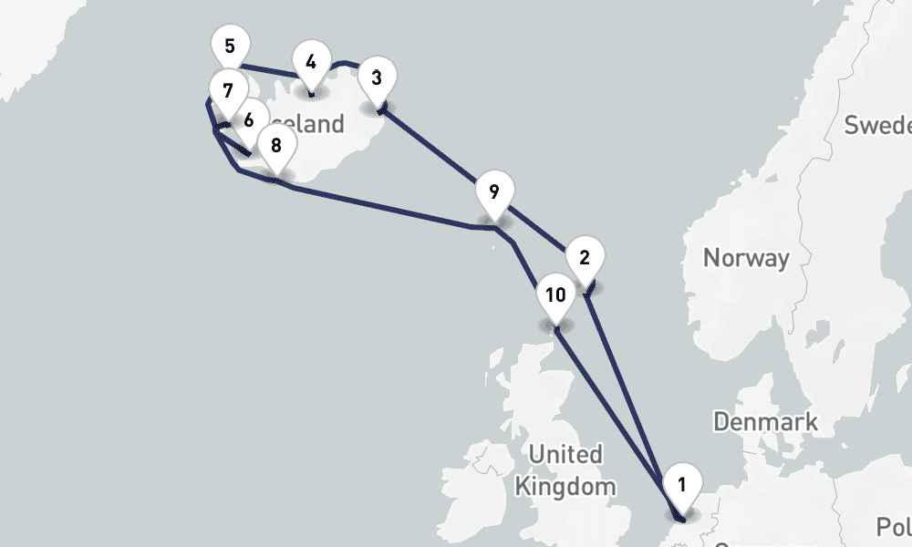14 days, round-trip Icelandic Fjords Scotland 15日間