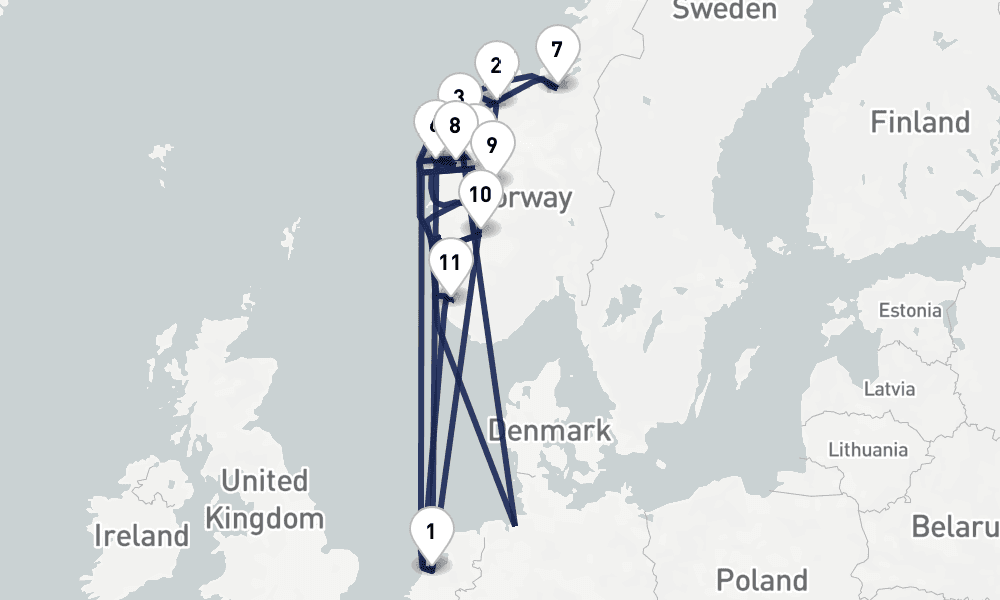 17 days, round-trip Norwegian Fjords Landscapes 18日間