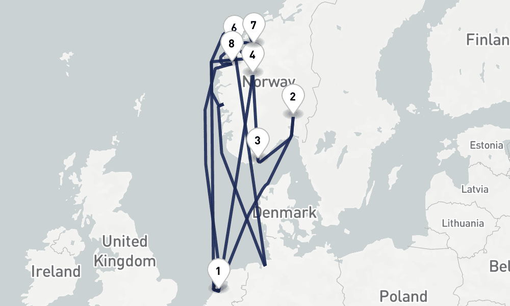 14 days, round-trip Norwegian Fjords Romsdalsfjord 15日間
