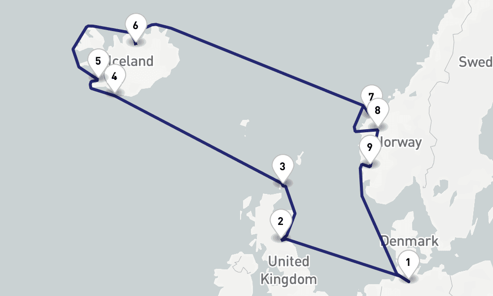 16 nights / 17 days, Hamburg Round trip