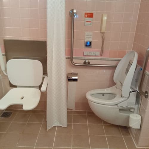 流石、日本のプレミアム船
一般的なハンディキャップルームでもバスタブ付きのトイレルーム✌️
しかもトイレは、たちあがると自動で流れるし、ウォシュレット付き😚